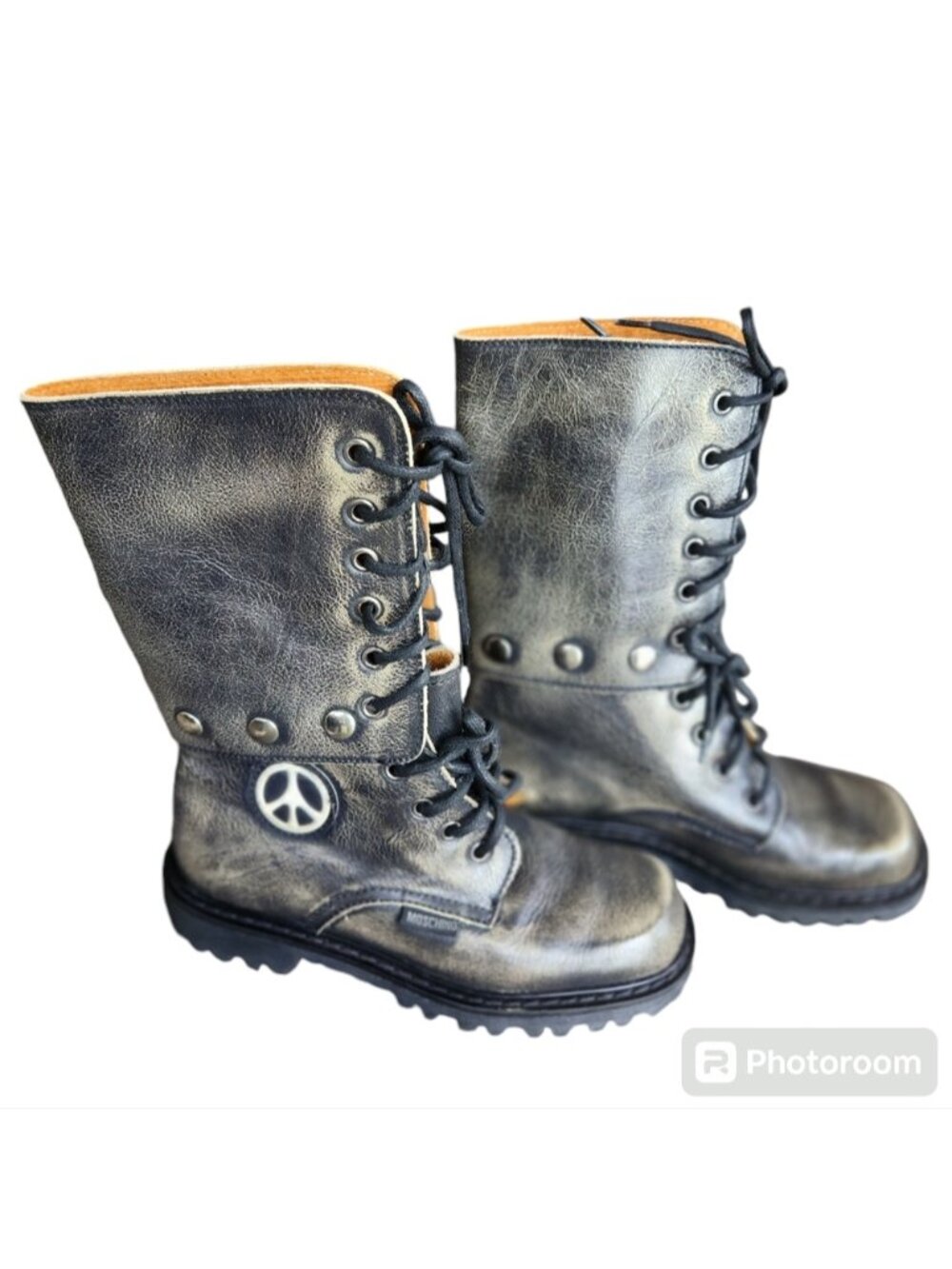Moschino lace-up leather boots size 35 EU